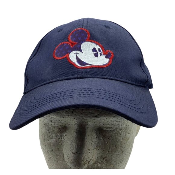 Disney Mickey Mouse Blue Star Navy Blue Adjustable Adult Cap Hat Red Snapback - Picture 1 of 7